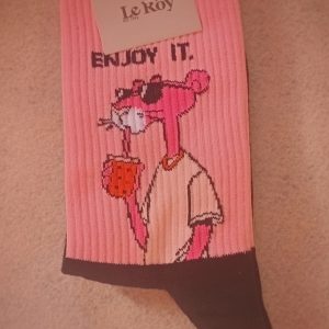 جوراب پلنگ صورتی فانتزی ساقدار، کد 1047