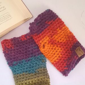 دستکش زنانه دستبافت نیمه چند رنگ،کاموای ترک آلیز