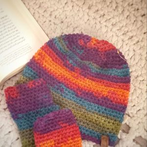 کلاه لئونی دستبافت چند رنگ